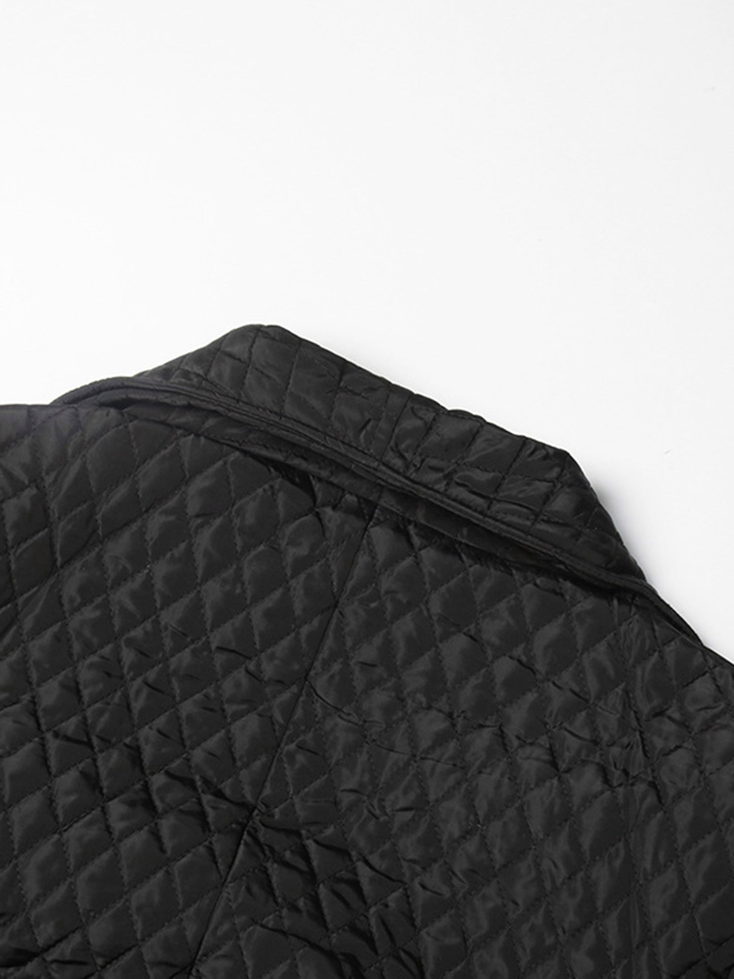Black Quilted Long Trench Coat