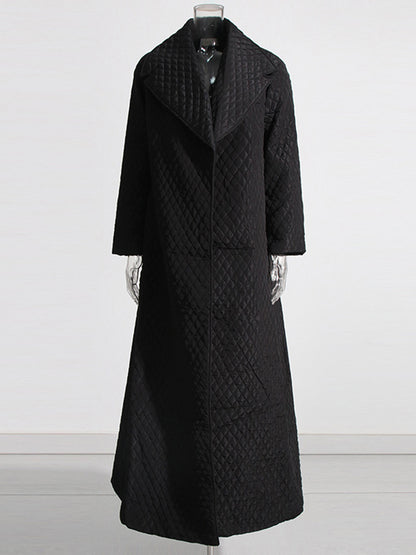 Black Quilted Long Trench Coat