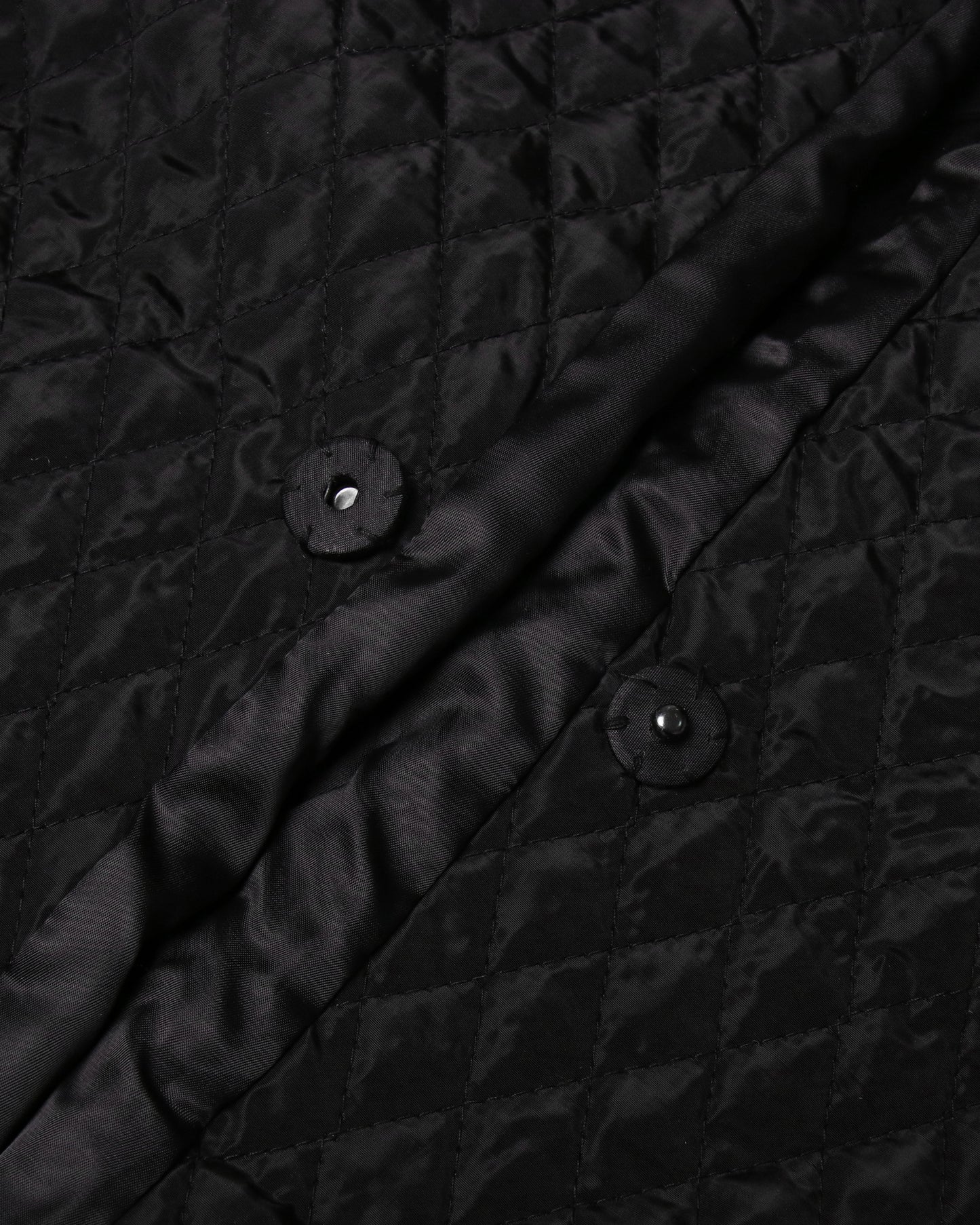 Black Quilted Longline Coat with Balloon Sleeves