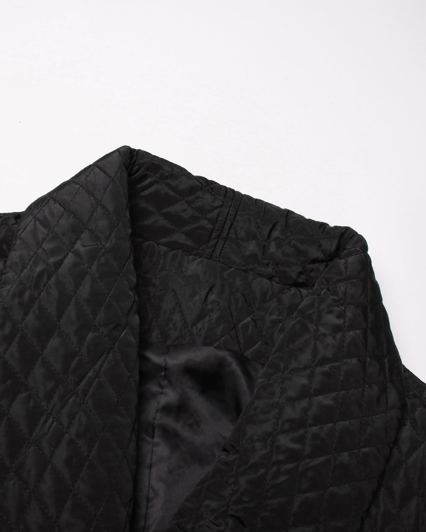 Black Quilted Longline Coat with Balloon Sleeves