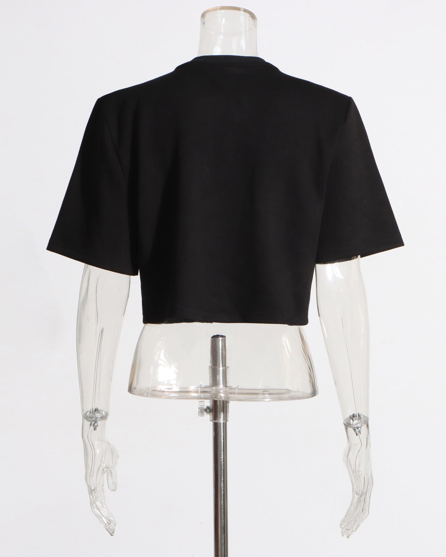 Black Rhinestone Bow Cropped Top