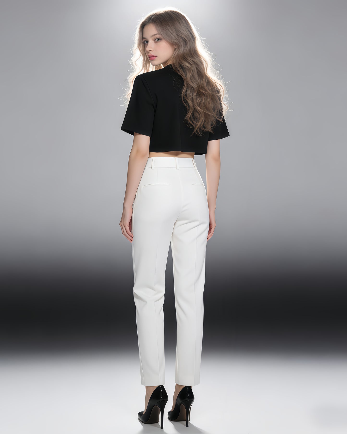 Black Rhinestone Bow Cropped Top