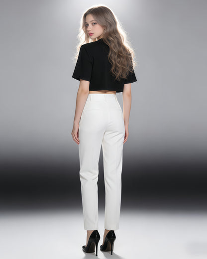 Black Rhinestone Bow Cropped Top