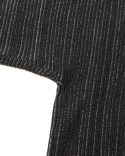 Black Ribbed Turtleneck Sweater with Puff Sleeves