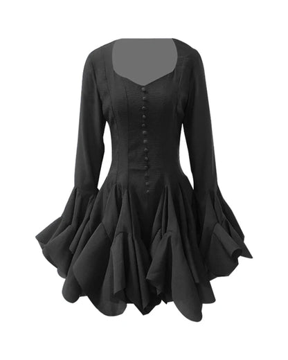 Black Ruffle Hem Mini Dress