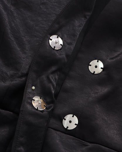 Black Satin Belted Blazer