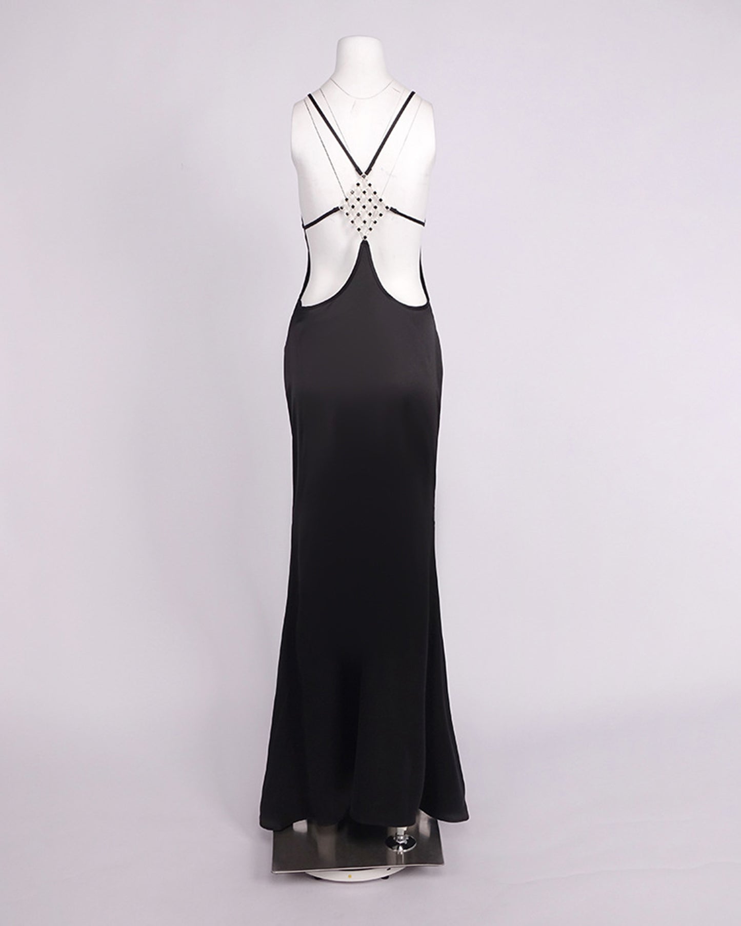 Black Satin Off Shoulder Mermaid Maxi Dress