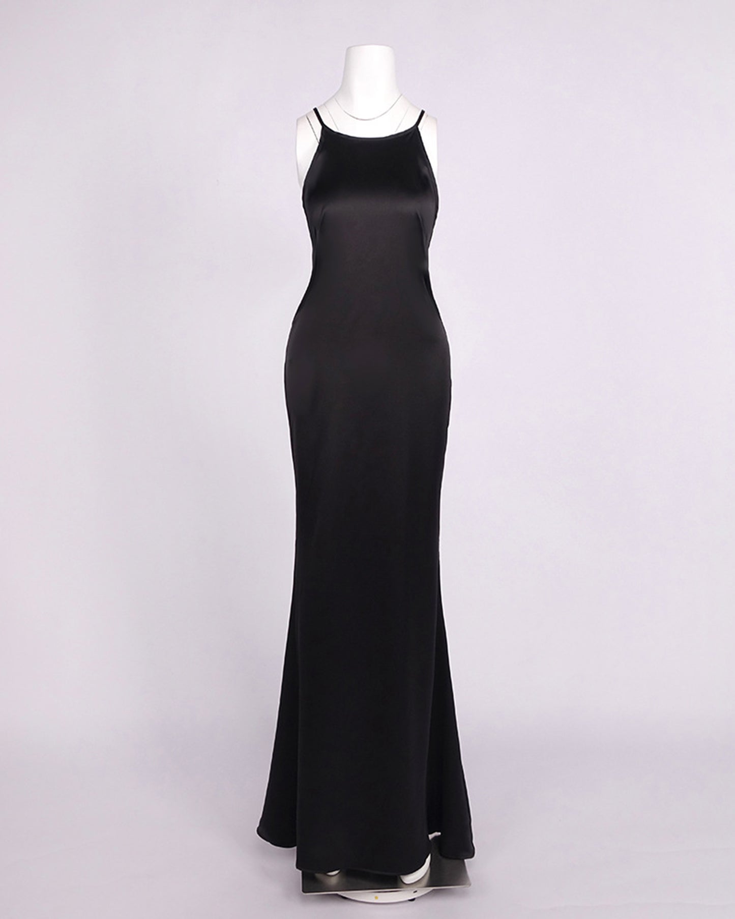 Black Satin Off Shoulder Mermaid Maxi Dress
