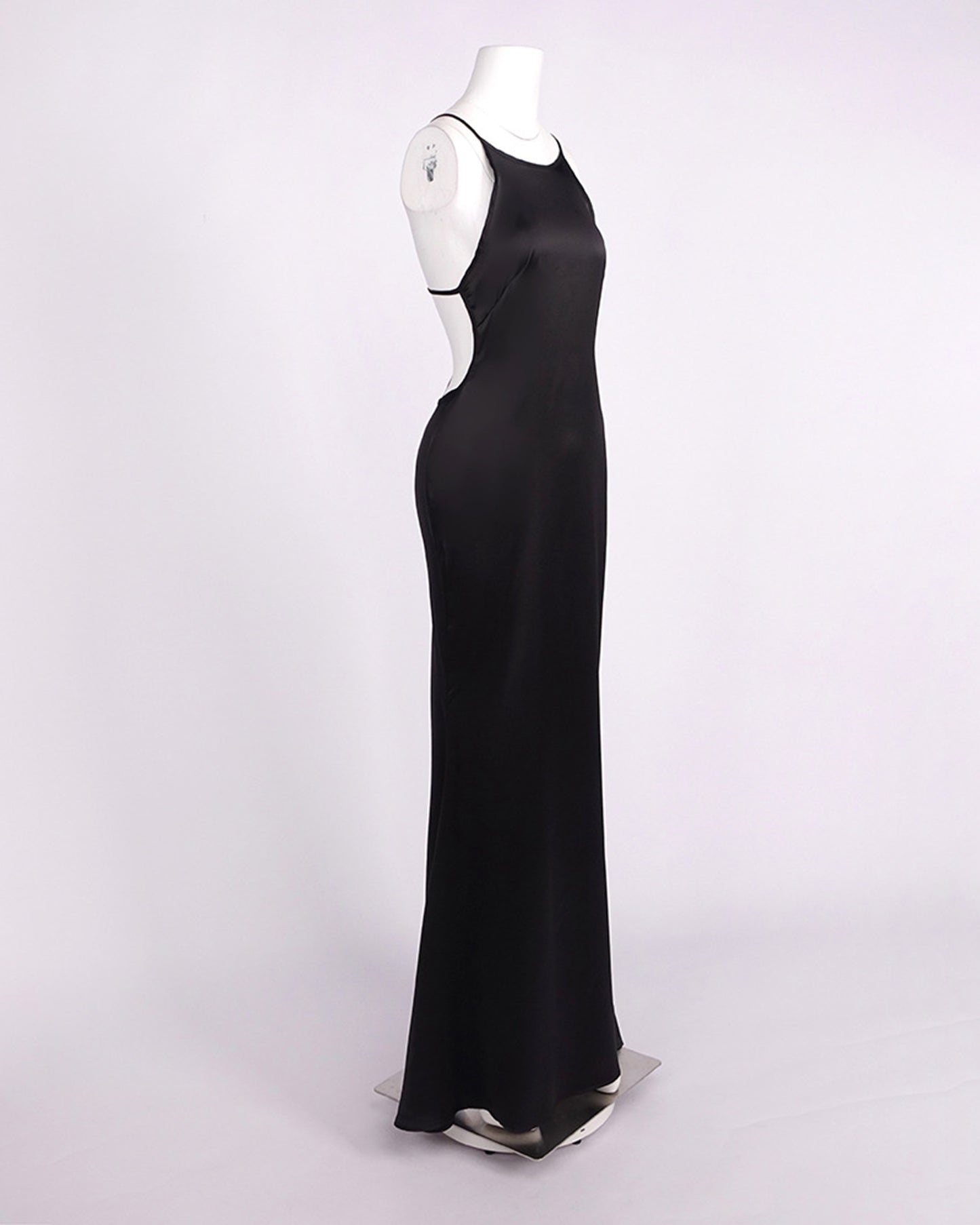 Black Satin Off Shoulder Mermaid Maxi Dress