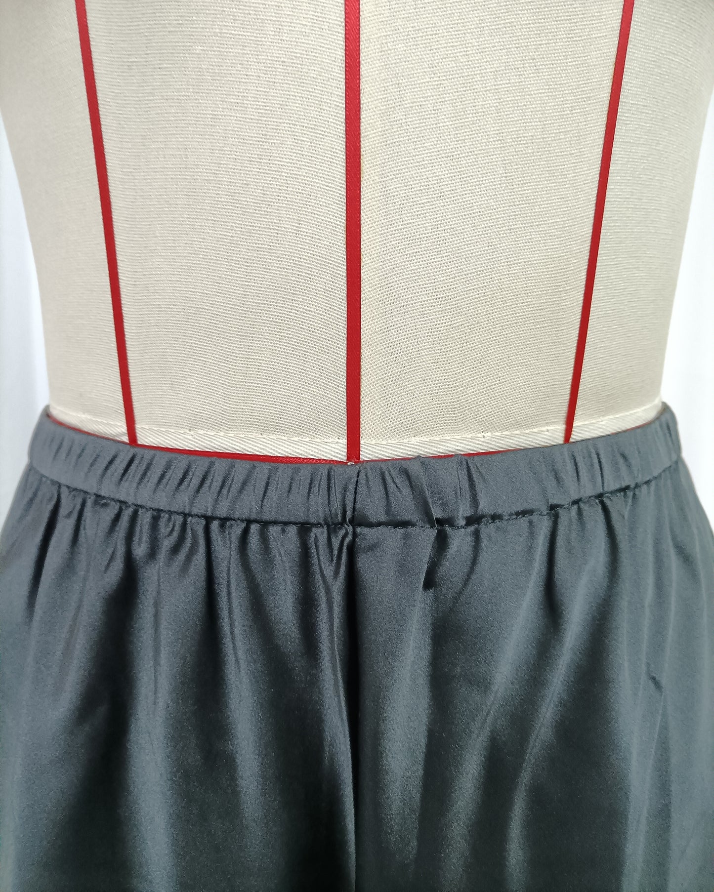 Black Satin Lace Trim Shorts