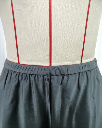 Black Satin Lace Trim Shorts