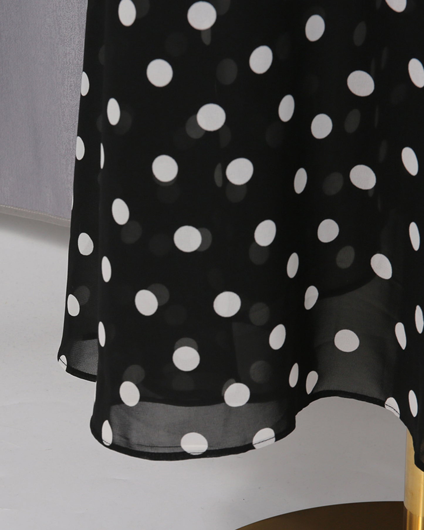 Black Satin & Polka Dot Maxi Dress