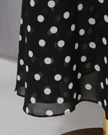 Black Satin & Polka Dot Maxi Dress