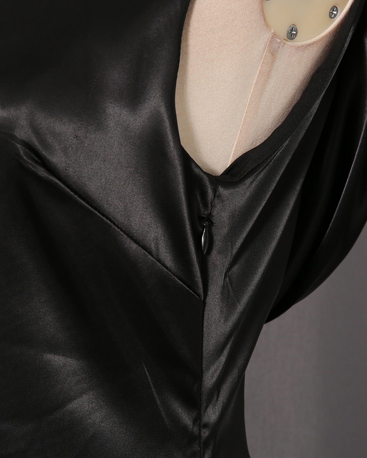 Black Satin & Polka Dot Maxi Dress