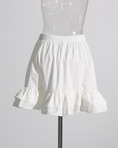 Black Sequin Blazer & White Ruffle Dress Set