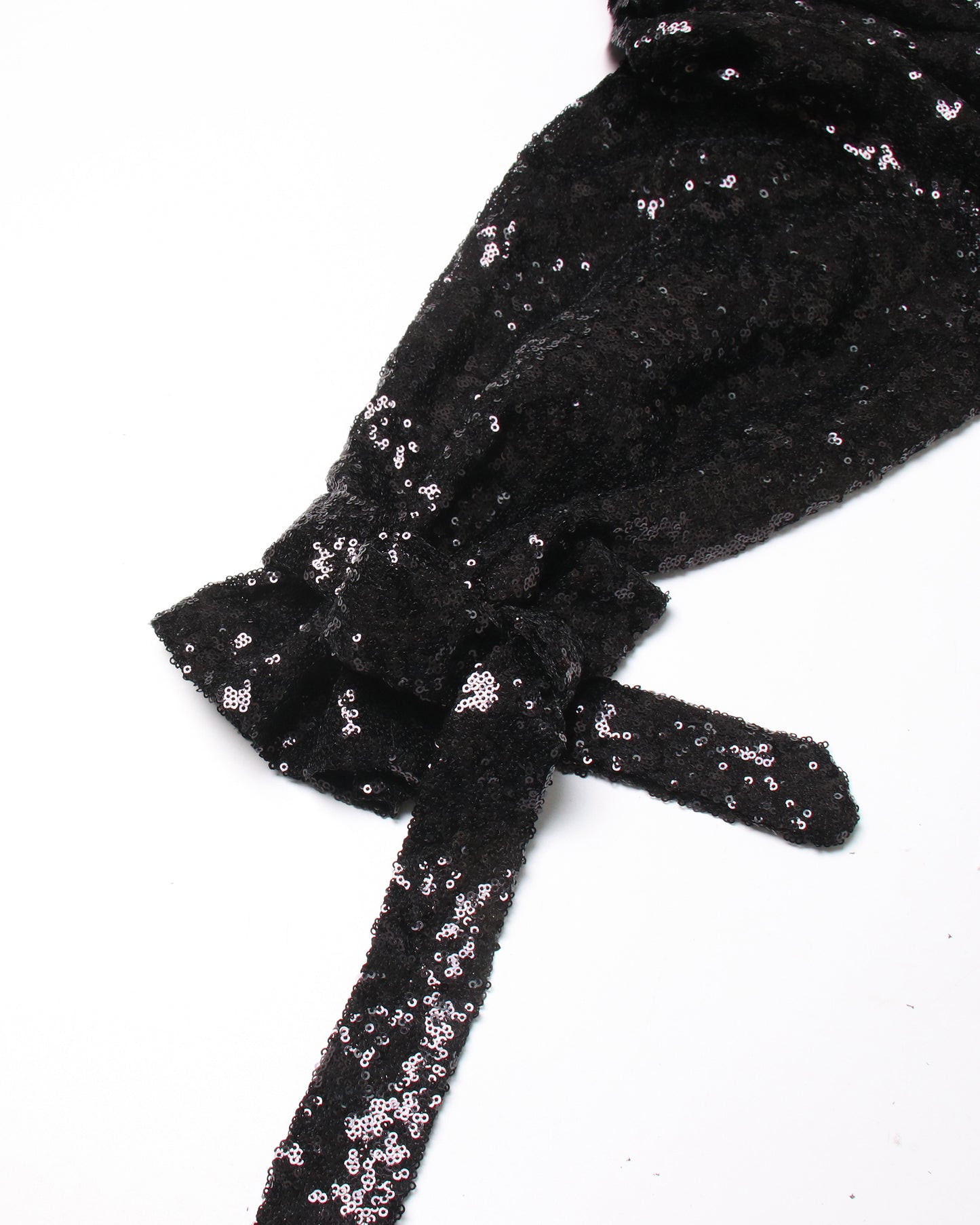 Black Sequin High-Waisted Tie-Cuff Pants