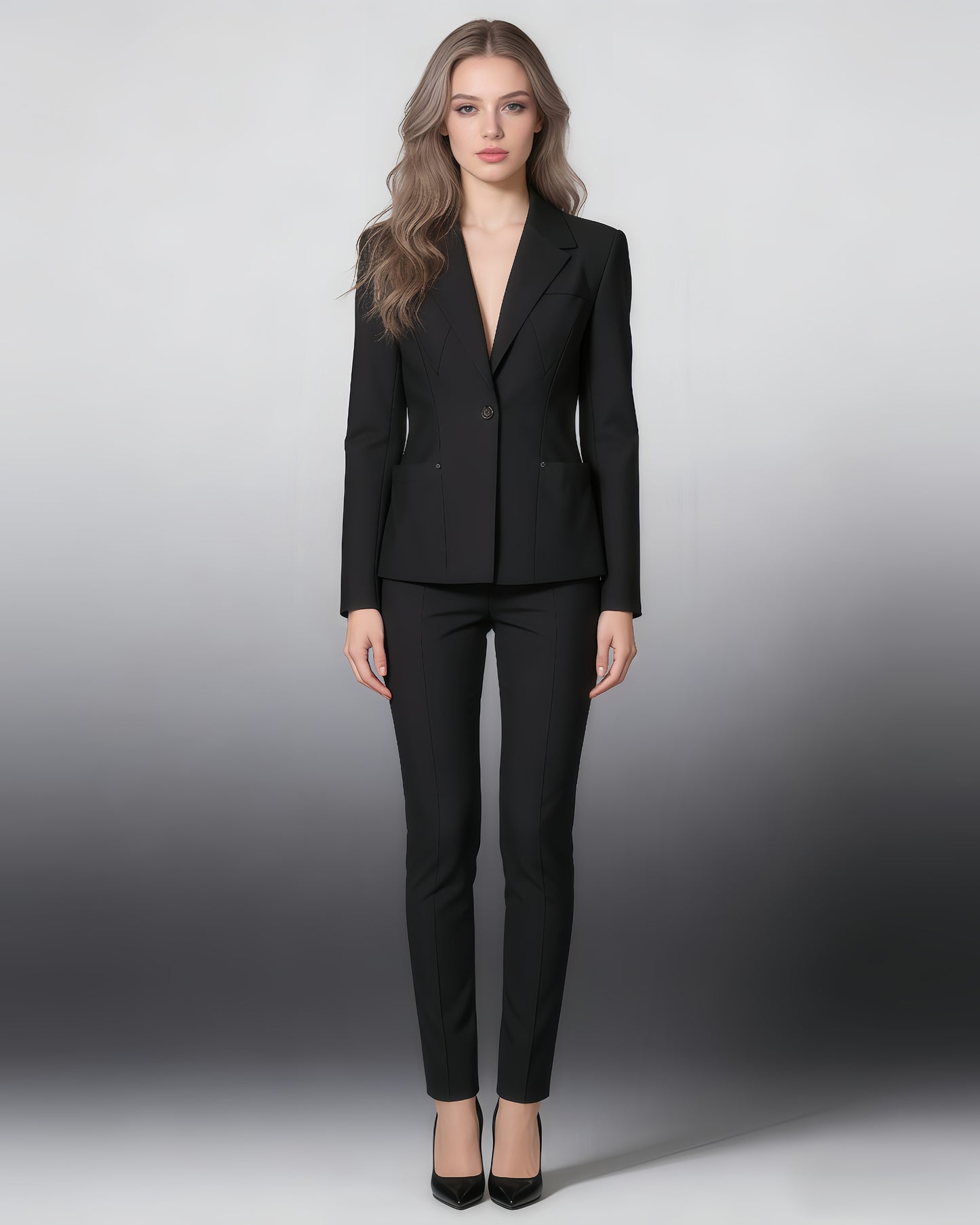 Black Single-Breasted Blazer with Button