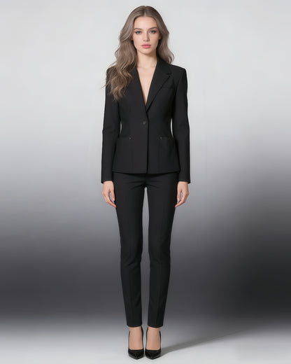 Black Single-Breasted Blazer with Button