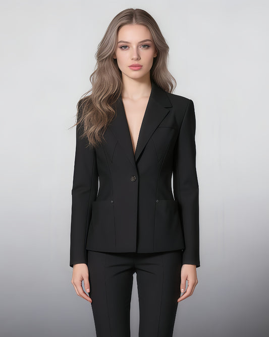 Black Single-Breasted Blazer with Button