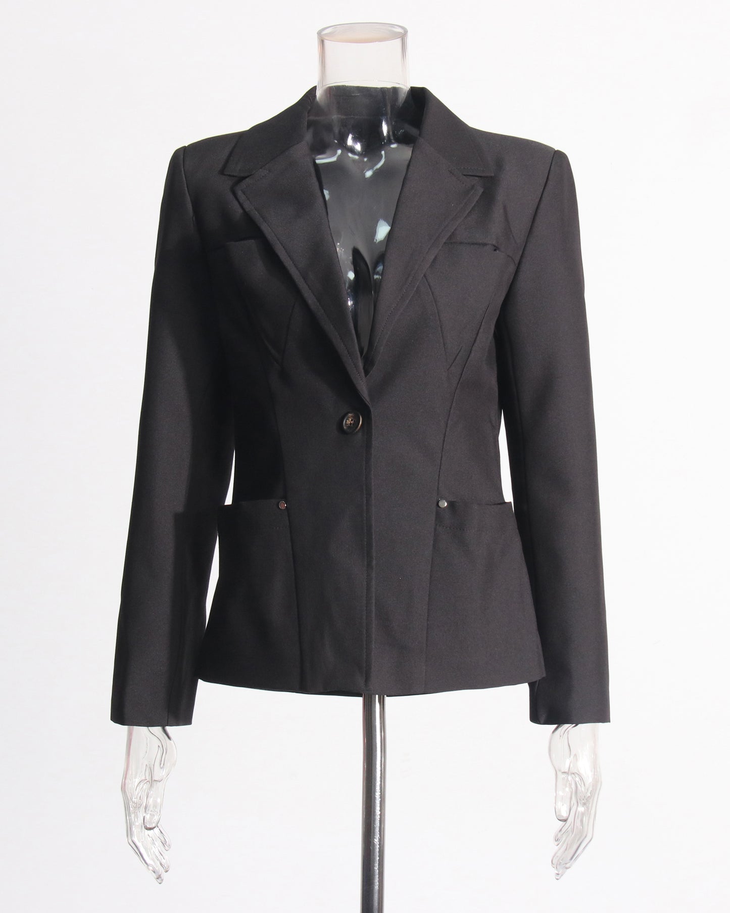 Black Single-Breasted Blazer with Button