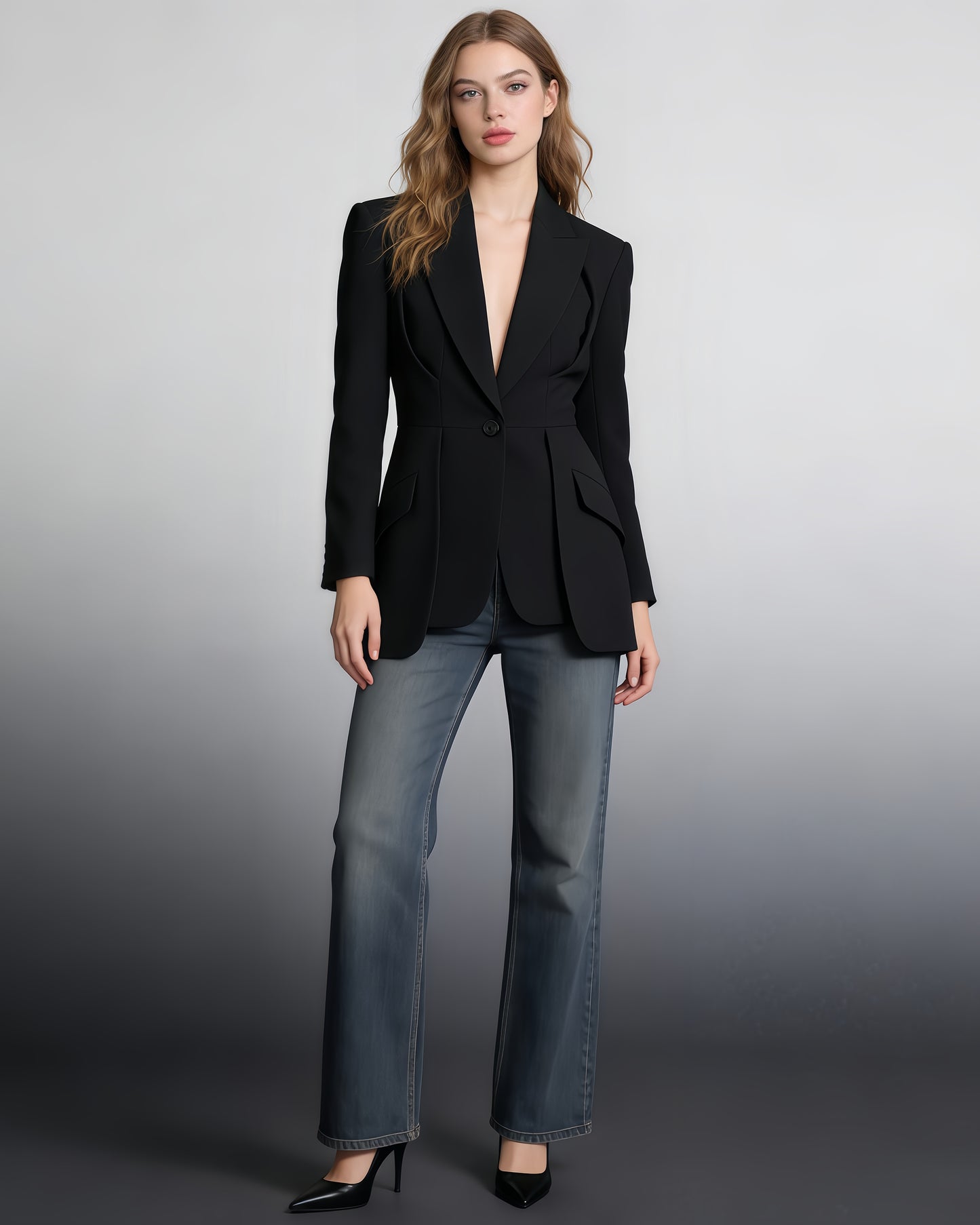 Black Single-Breasted Tailored Blazer
