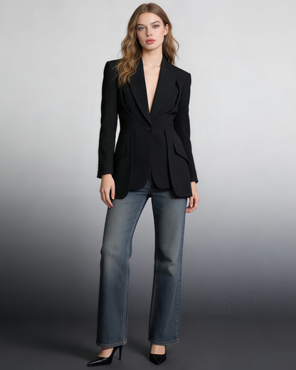 Black Single-Breasted Tailored Blazer