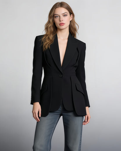 Black Single-Breasted Tailored Blazer