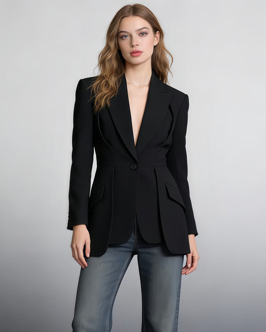 Black Single-Breasted Tailored Blazer