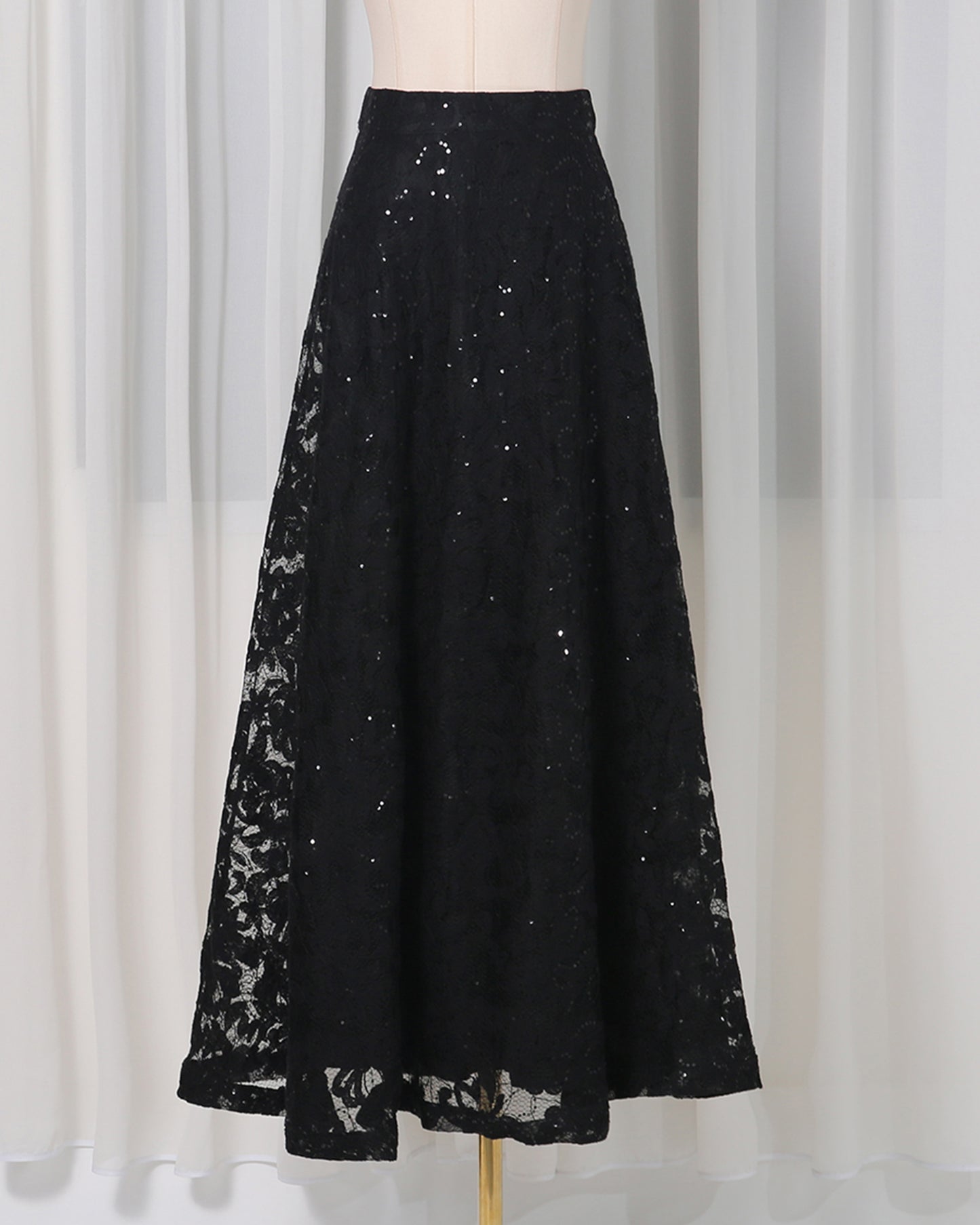 Black Sparkle Lace Peplum Skirt Set