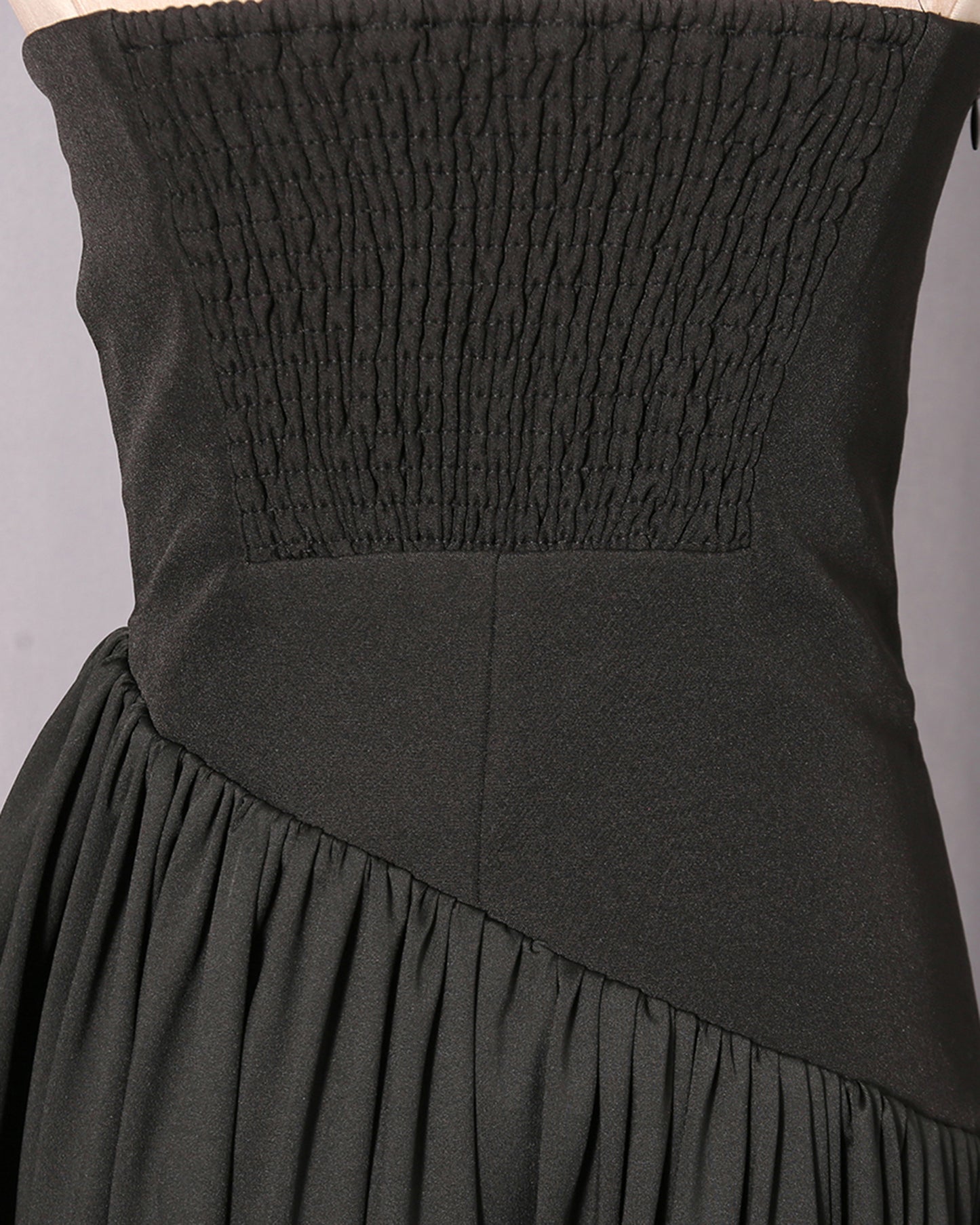 Black Strapless Asymmetric Maxi Dress