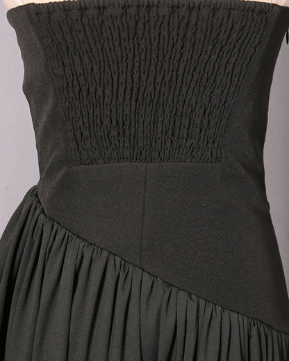 Black Strapless Asymmetric Maxi Dress