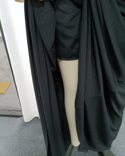 Black Strapless Embroidered Ruched Mermaid Gown