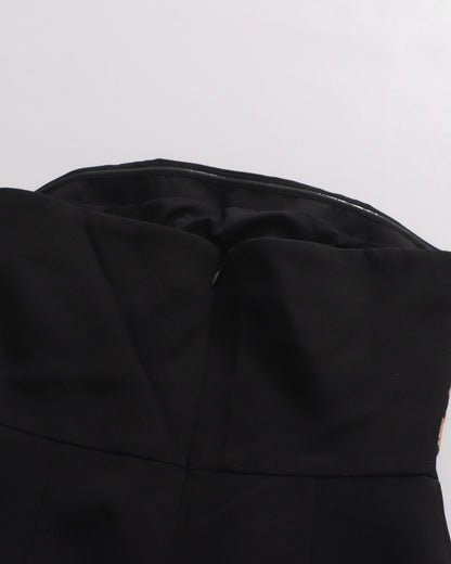 Black Strapless Fringe Embellished Mini Dress