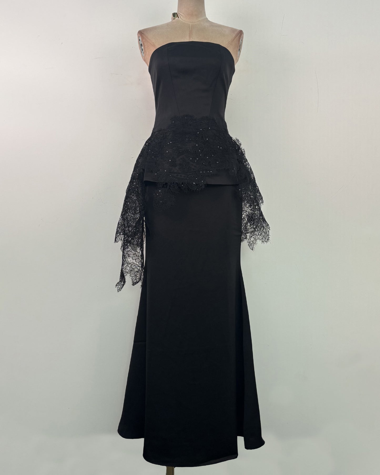 Black Strapless Lace Rhinestone Set