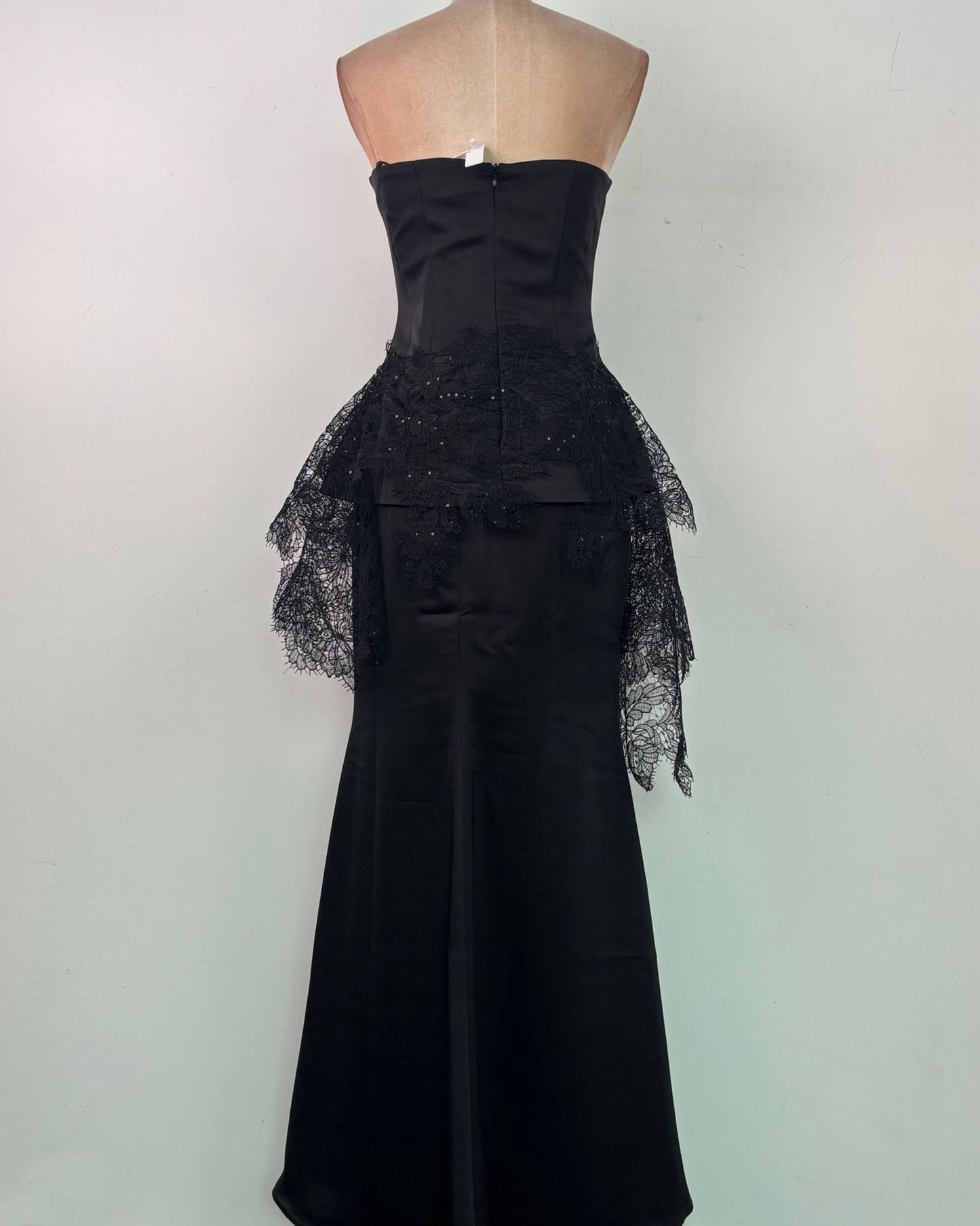 Black Strapless Lace Rhinestone Set