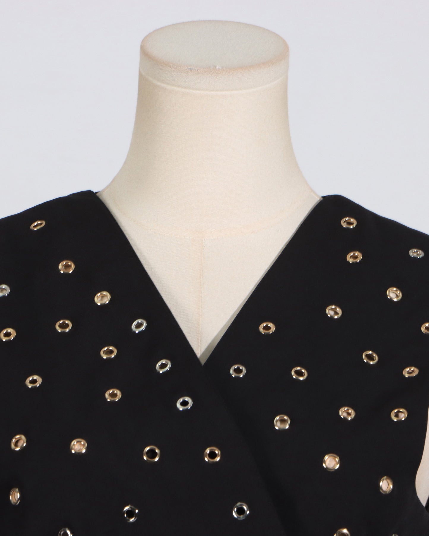 Black Studded Buckle Wrap Vest