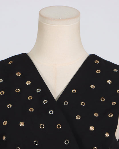 Black Studded Buckle Wrap Vest