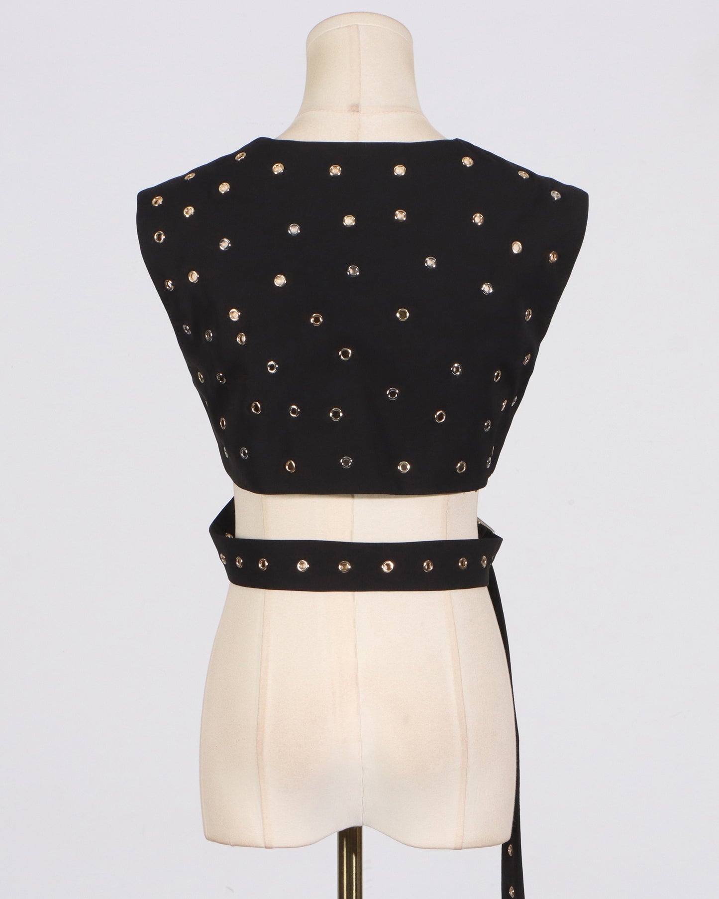 Black Studded Buckle Wrap Vest