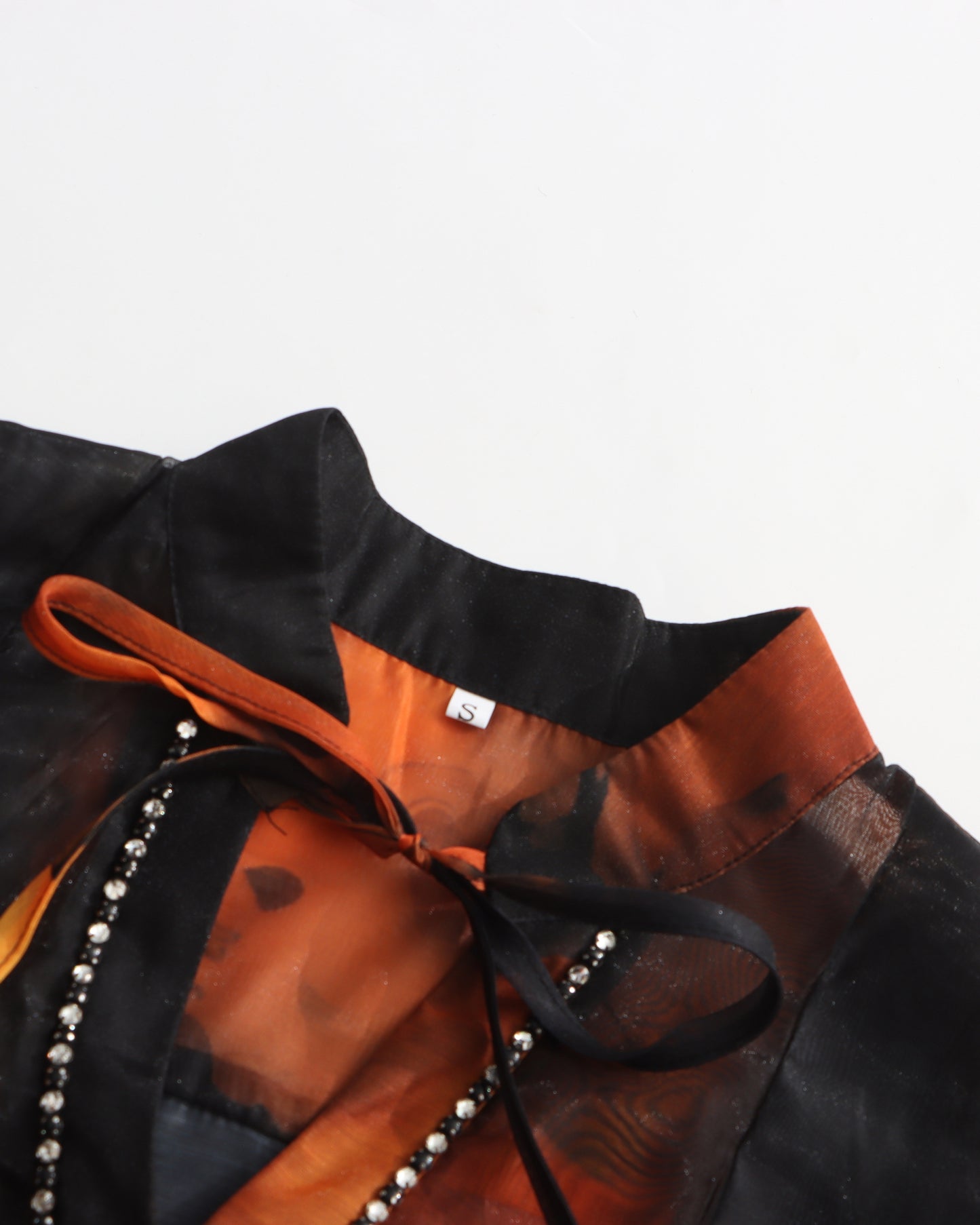 Black Tie-Dye Sheer Belted Maxi Dress