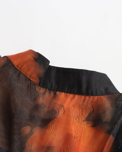 Black Tie-Dye Sheer Belted Maxi Dress