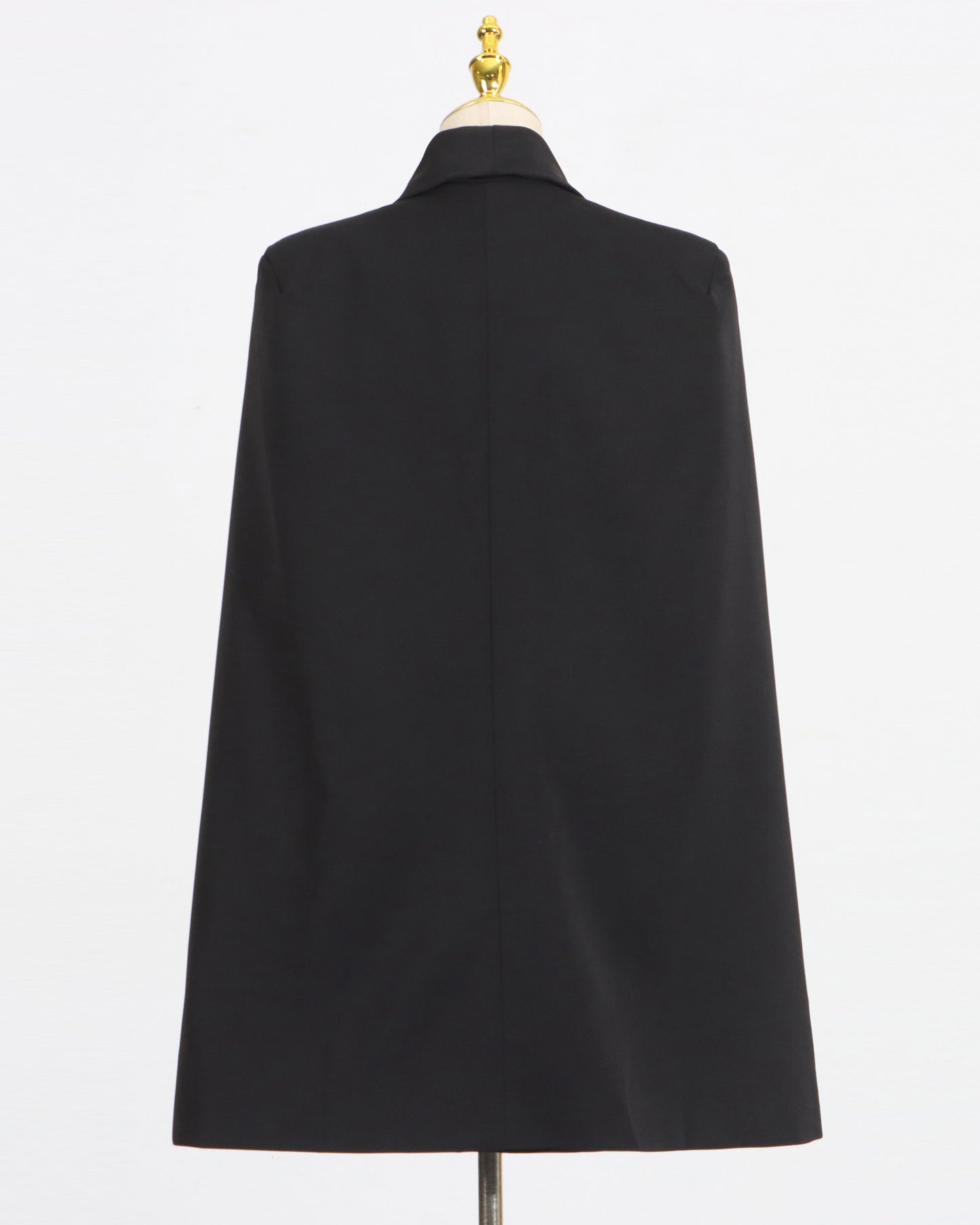 Black V-Neck Waist Cinched Cape Jacket
