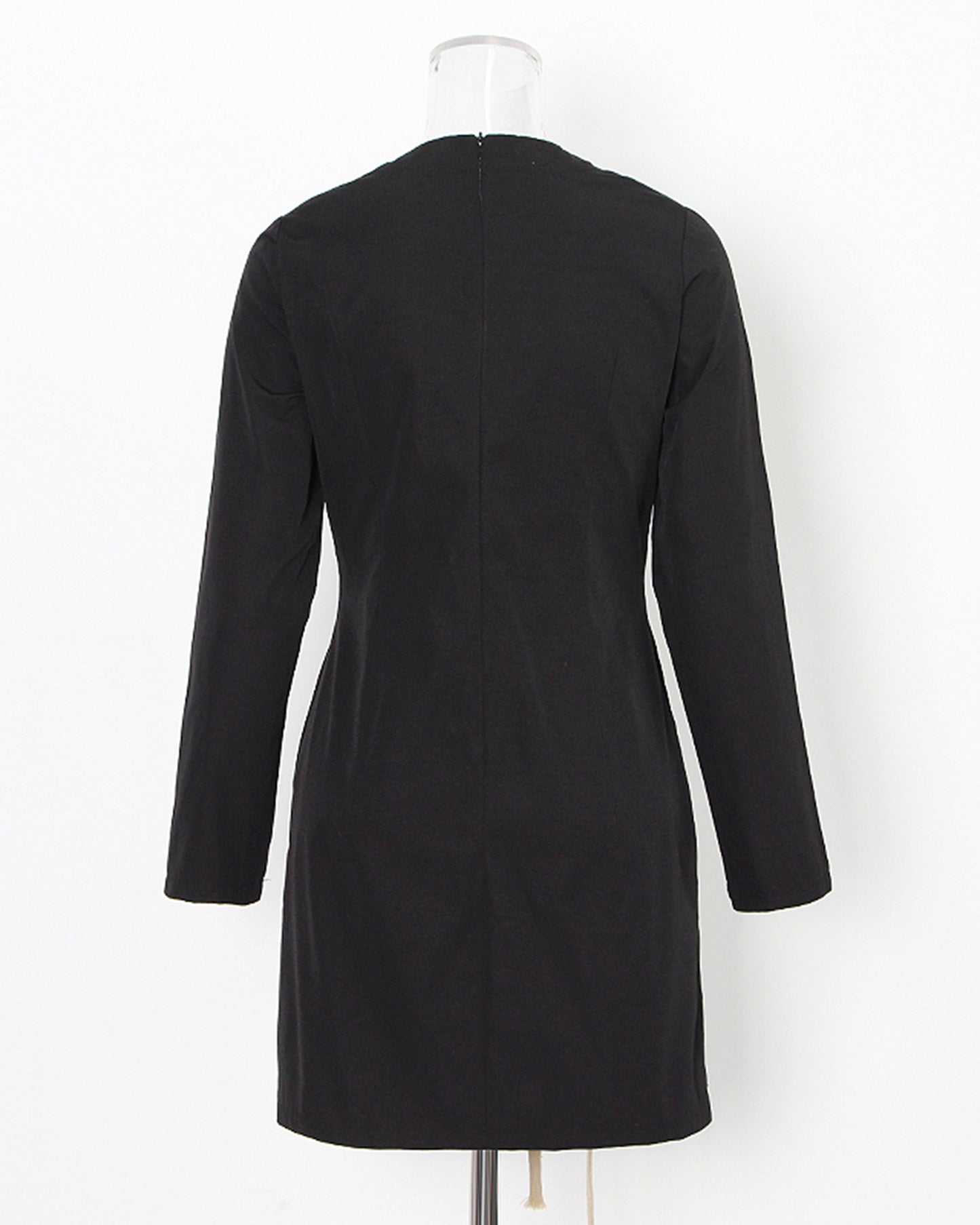 Black V-neck Lace-Up Mini Dress