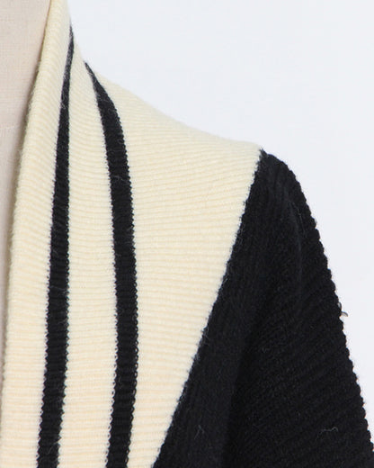 Black Varsity Stripe Knit Cardigan
