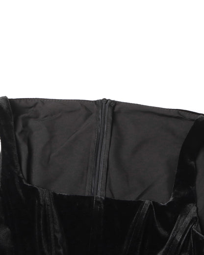 Black Velvet Maxi Dress with Square Neck