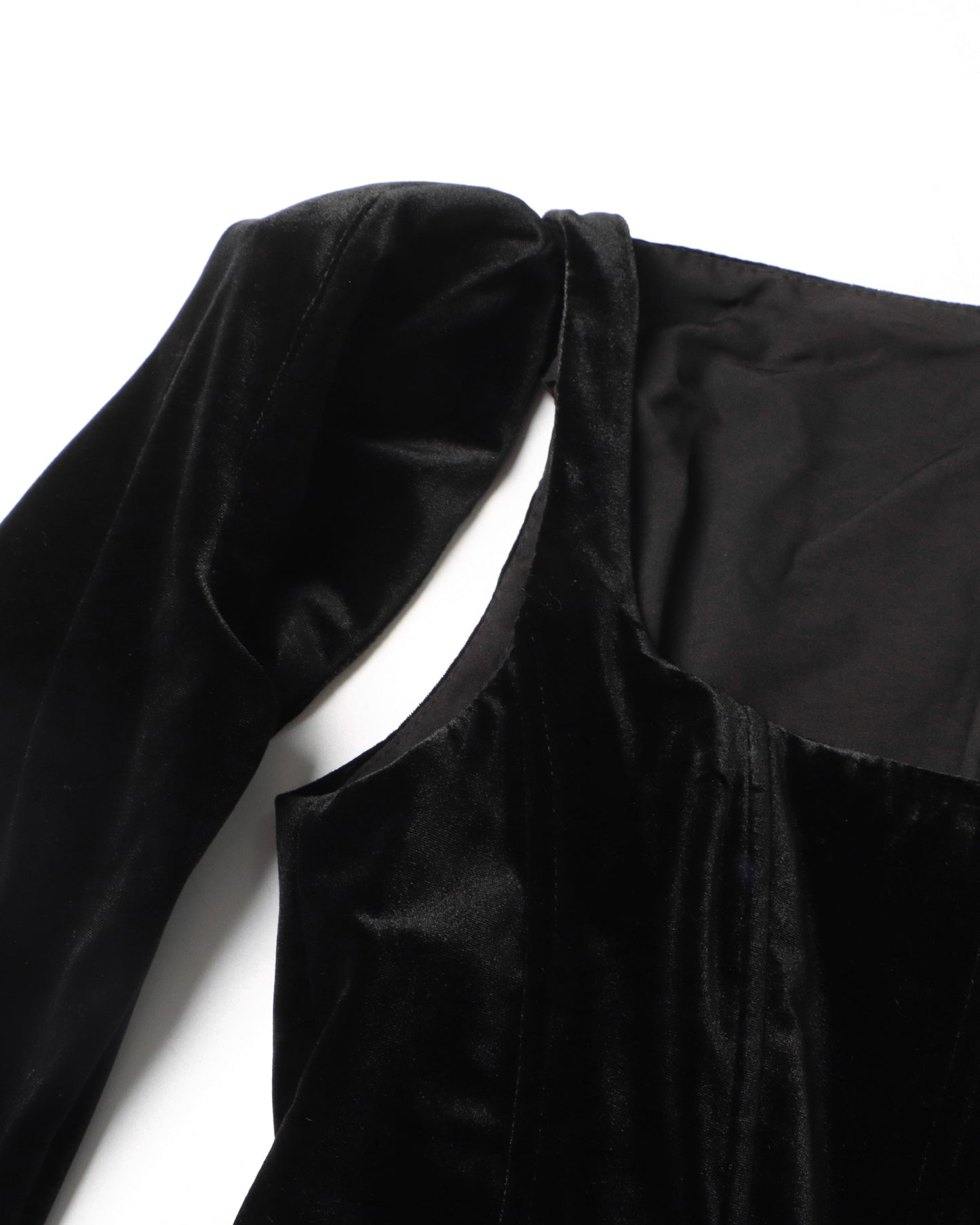 Black Velvet Maxi Dress with Square Neck