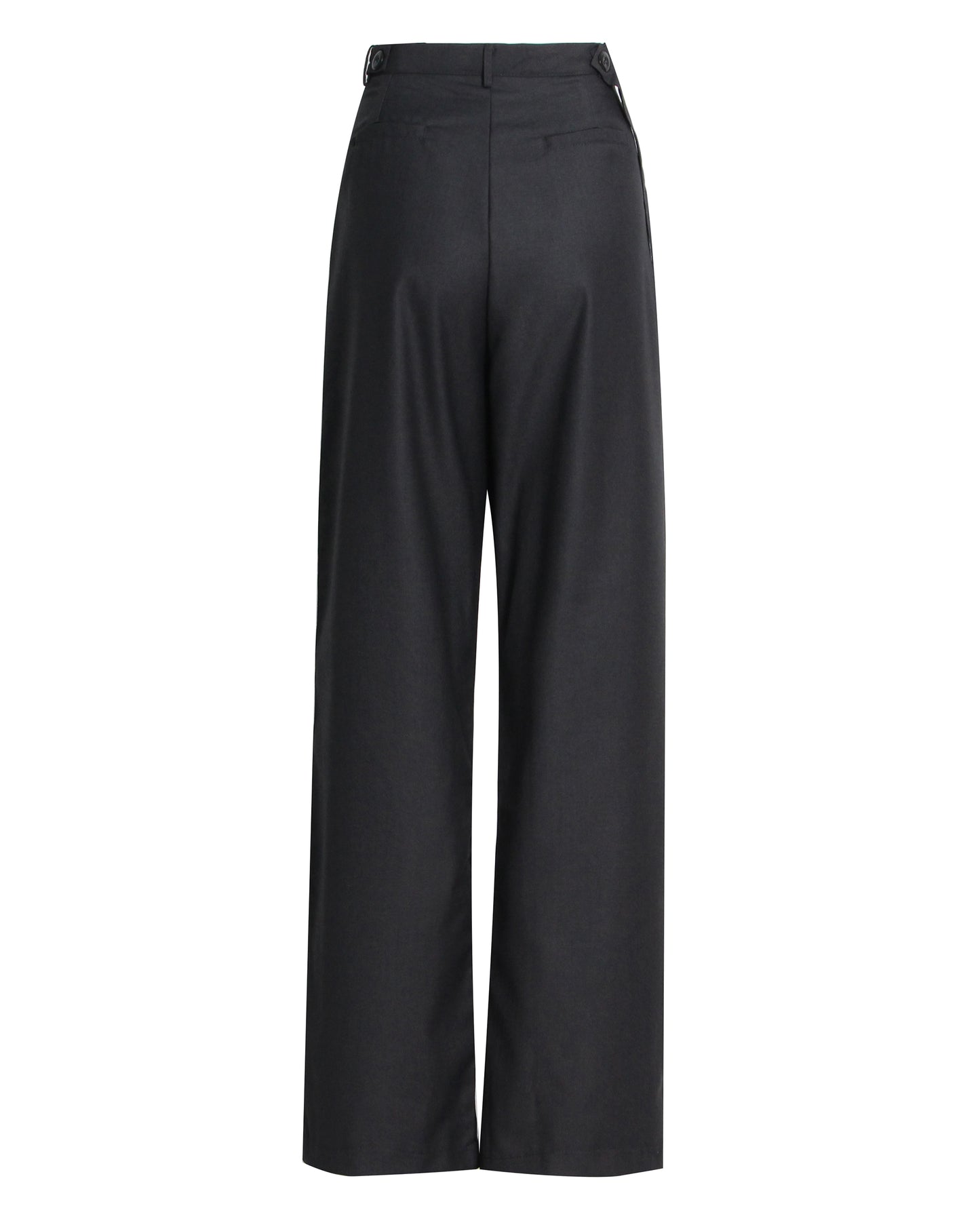 Black Wide-Leg Pants with Asymmetrical Waist Flap