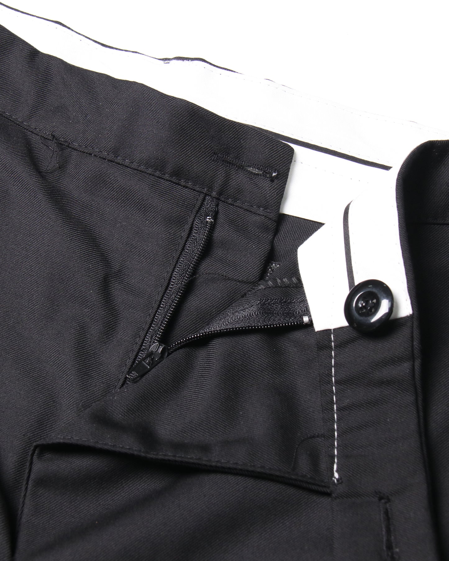 Black Wide-Leg Pants with Asymmetrical Waist Flap