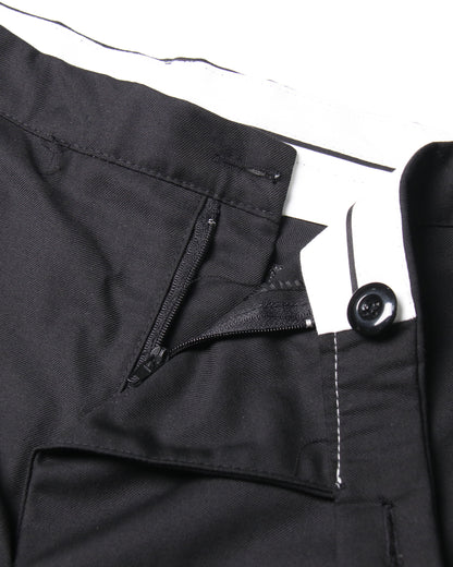 Black Wide-Leg Pants with Asymmetrical Waist Flap