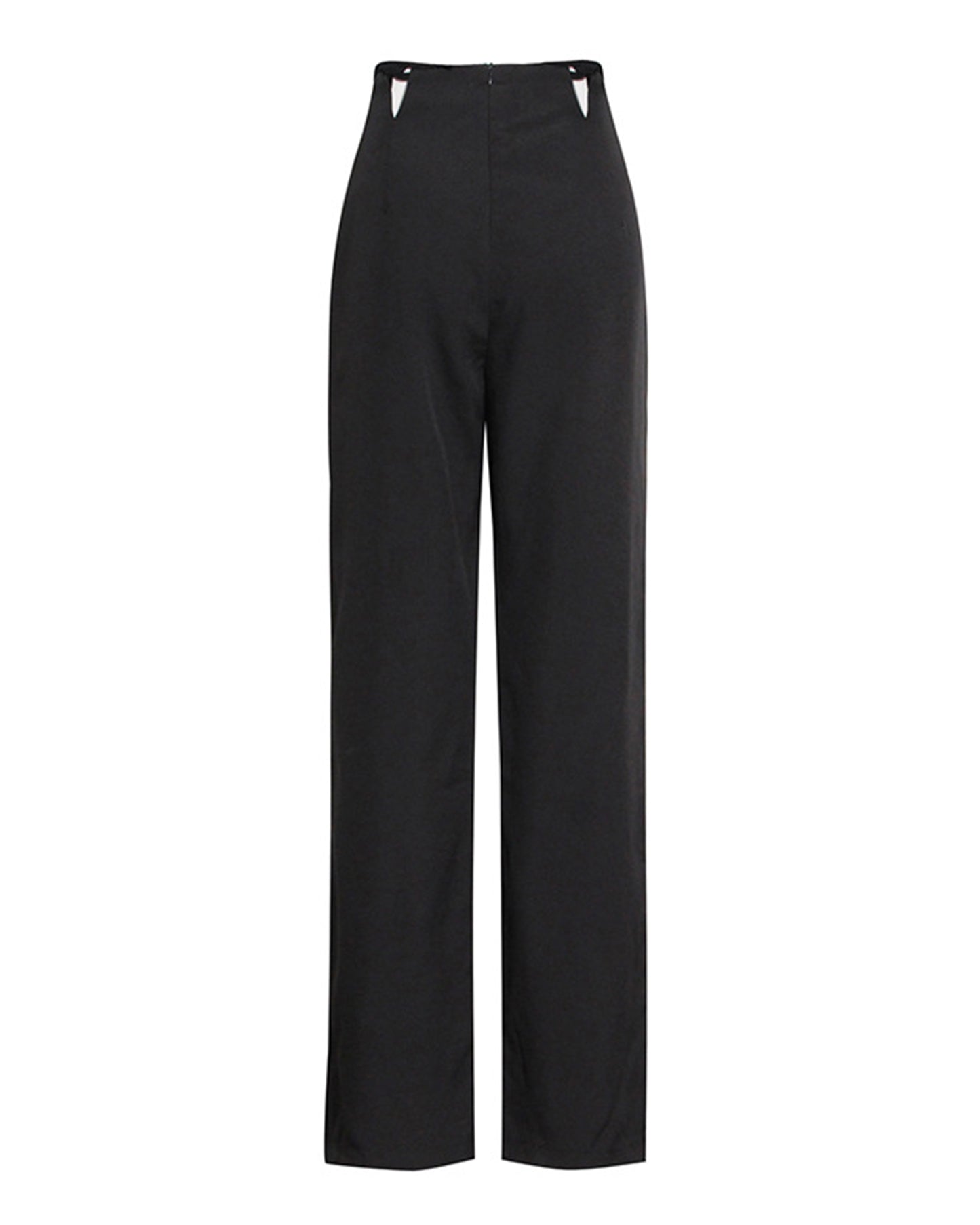 Black Wide-Leg Pants with Contrast Waist Accents