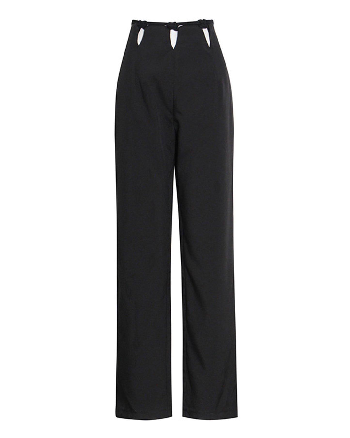 Black Wide-Leg Pants with Contrast Waist Accents